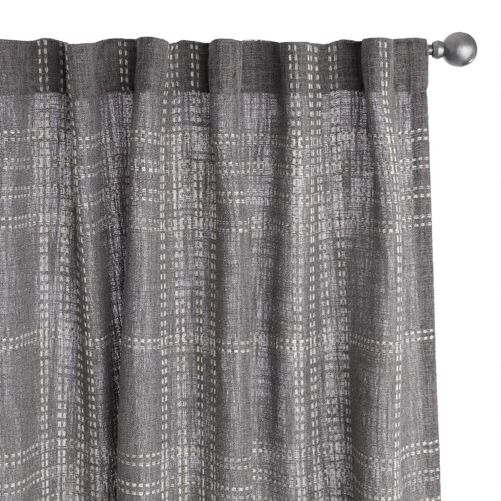 World Market Scout Gray Plaid Sleeve Top Curtains Set Of 2