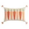 World Market Natural Carrot Embroidered Lumbar Pillow