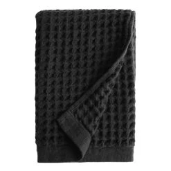 World Market Black Waffle Weave Cotton Hand Towel
