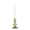 World Market Small Olive Green Glass Taper Candle Holder
