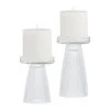 World Market Clear Ribbed Glass Pillar Candle Holder