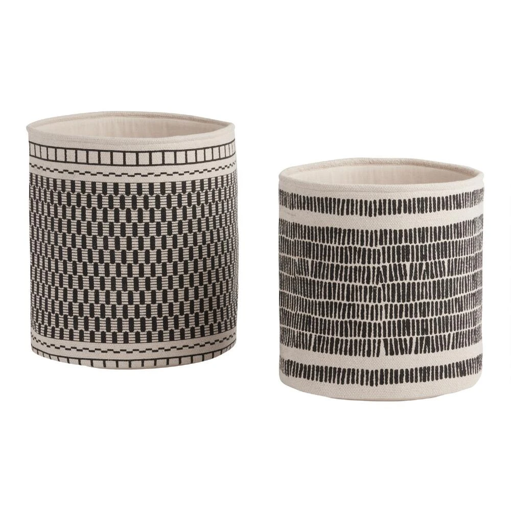 World Market Black and Natural Cotton Marlow Basket