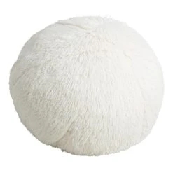 World Market Round White Snowball Throw Pillow