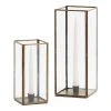 World Market Square Metal and Glass Hurricane Taper Candle Holder