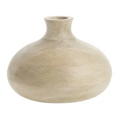 World Market CRAFT Small Whitewash Mango Wood Vase