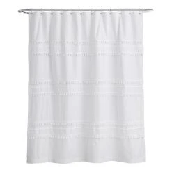 World Market Renata White Tiered Tassel Shower Curtain