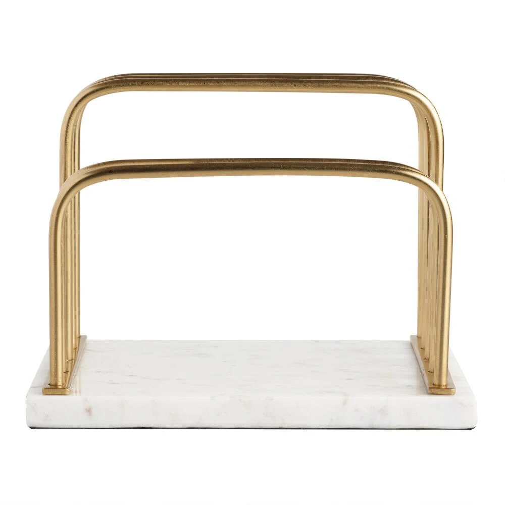 World Market Maxwell Marble And Gold Metal Letter Holder - Image 2