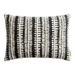 World Market Black And Ivory Leaf Stripe Lumbar Pillow