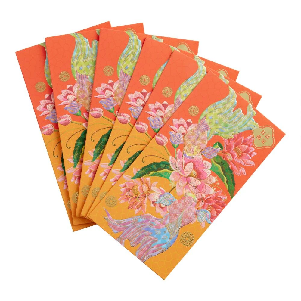 World Market Red Koi Fish Lunar New Year Lucky Envelope 6 Pack
