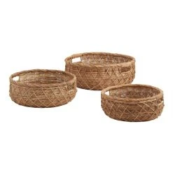 World Market Soren Round Wicker Low Profile Basket