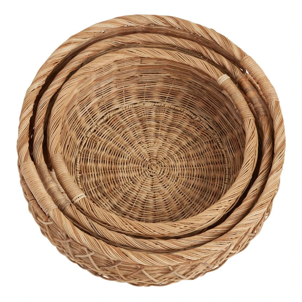 World Market Soren Round Wicker Low Profile Basket - Image 2