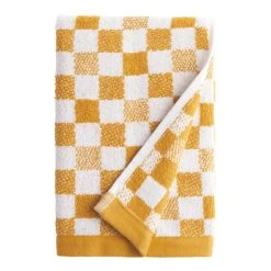 World Market Asteria Yellow And White Check Terry Hand Towel