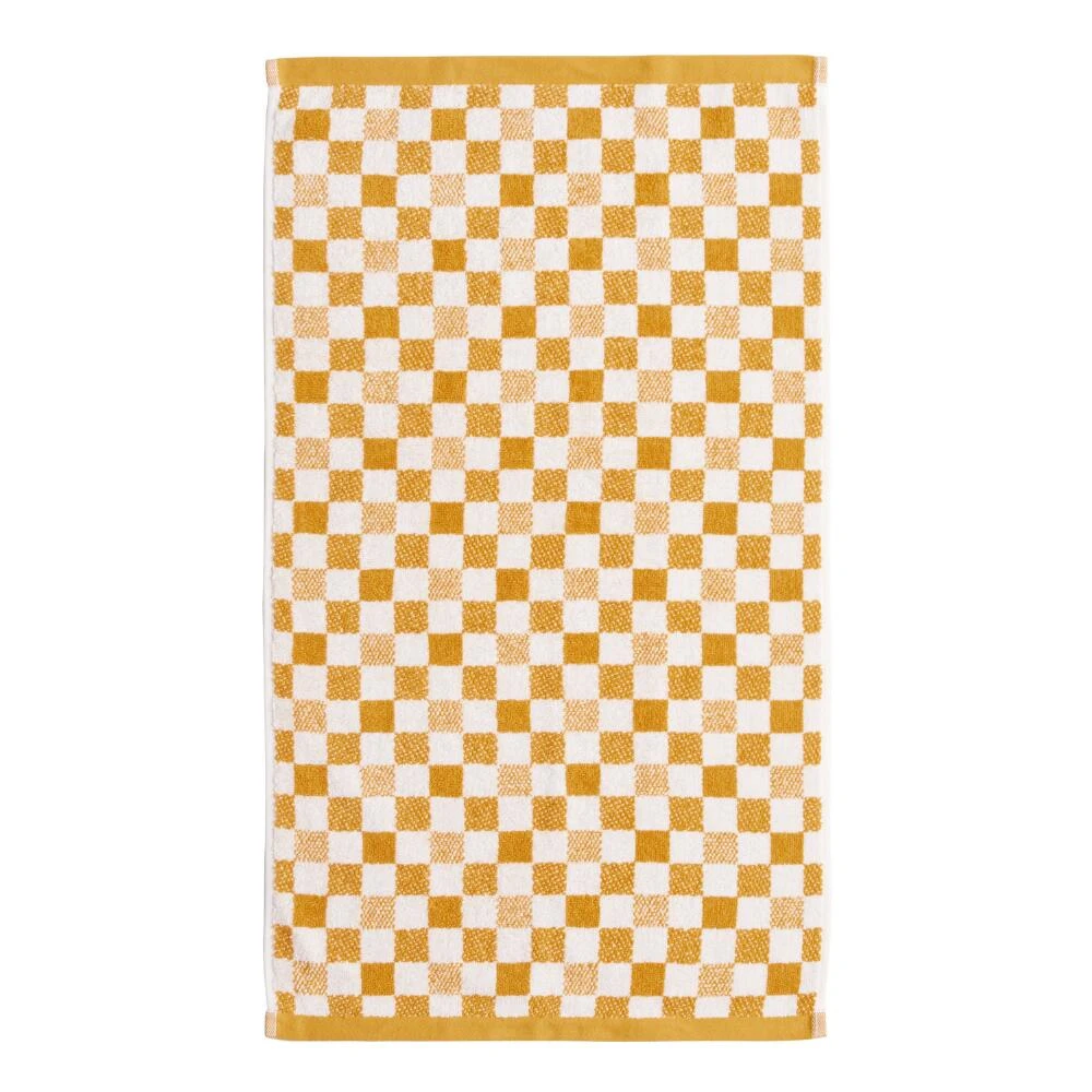 World Market Asteria Yellow And White Check Terry Hand Towel - Image 2