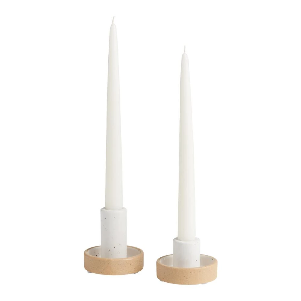 World Market Jolie White Speckled Ceramic Taper Candle Holder