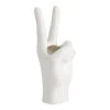 World Market White Peace Sign Ceramic Hand Vase