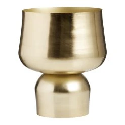 World Market Brushed Gold Pedestal Floor Planter