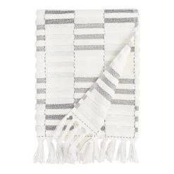World Market Sloan Black And Ivory Sculpted Stripe Bath Towel