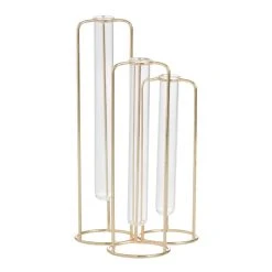 World Market Gold and Glass Staggered Test Tube Vases