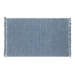World Market Vintage Indigo Geo Stonewashed Bath Mat