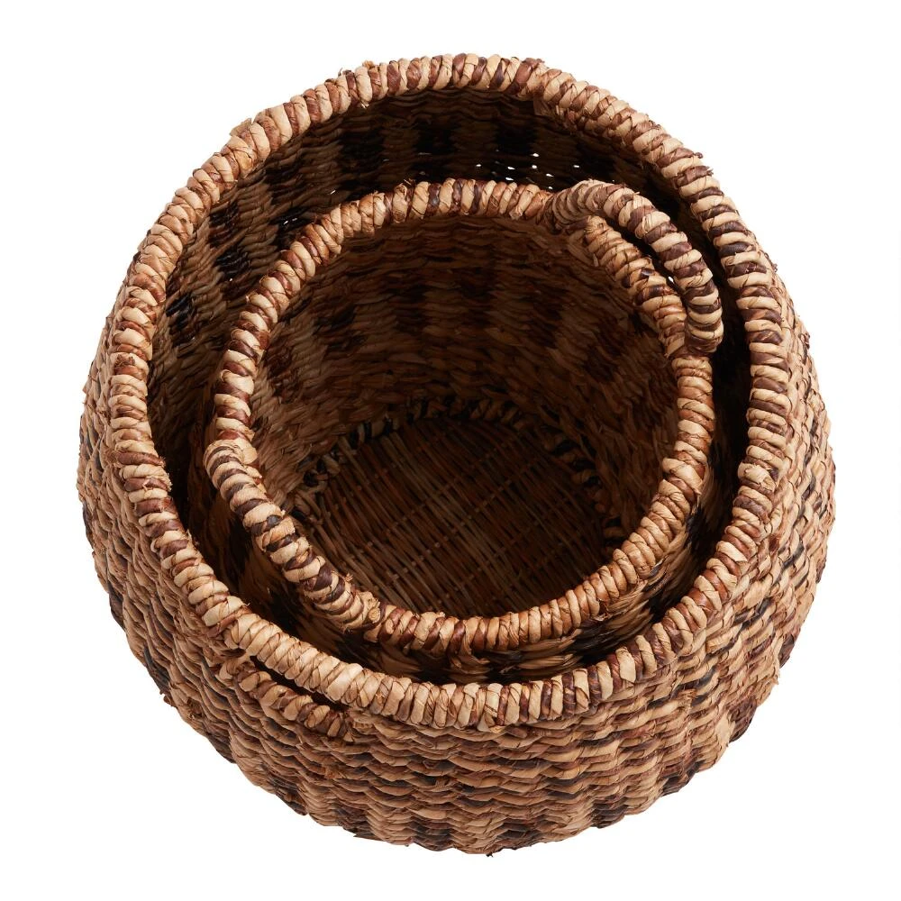 World Market Abaca Mixed Pattern Geneva Tote Basket - Image 2