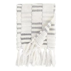 World Market Sloan Black And Ivory Sculpted Stripe Hand Towel