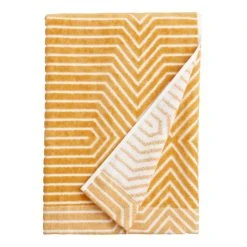 World Market Allura Mustard And White Sculpted Geo Bath Towel