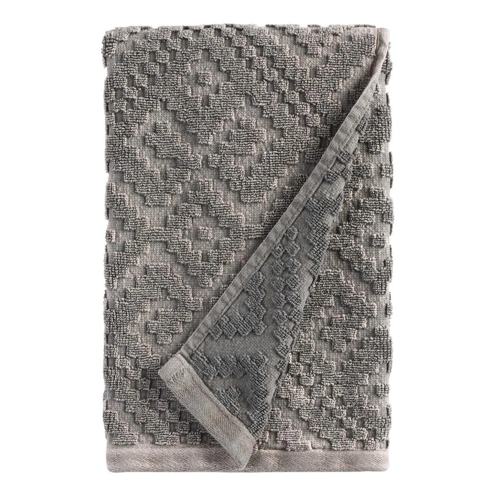 World Market Nova Charcoal Gray Sculpted Geo Hand Towel