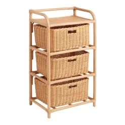World Market Shelton Bamboo And Rattan 3 Drawer Storage Shelf