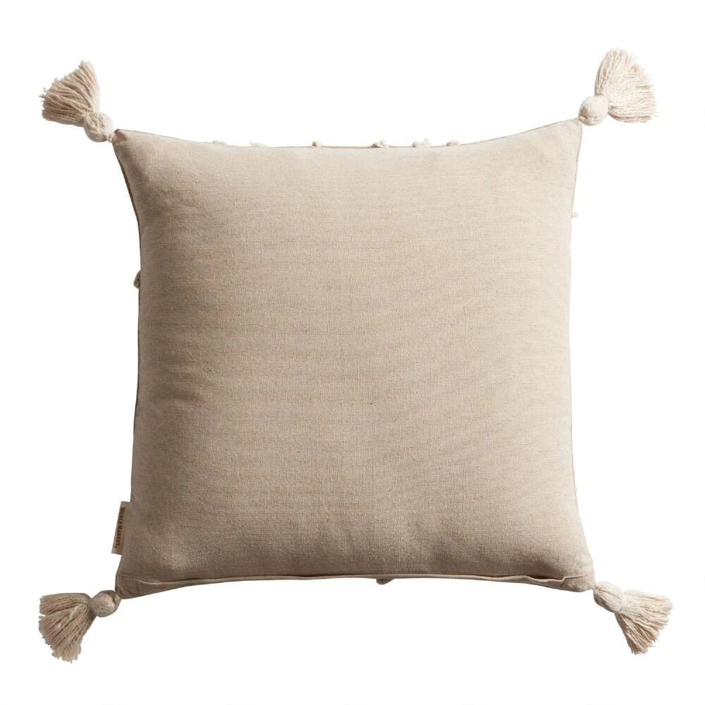 World Market Natural Embroidered Leaf Throw Pillow - Image 2