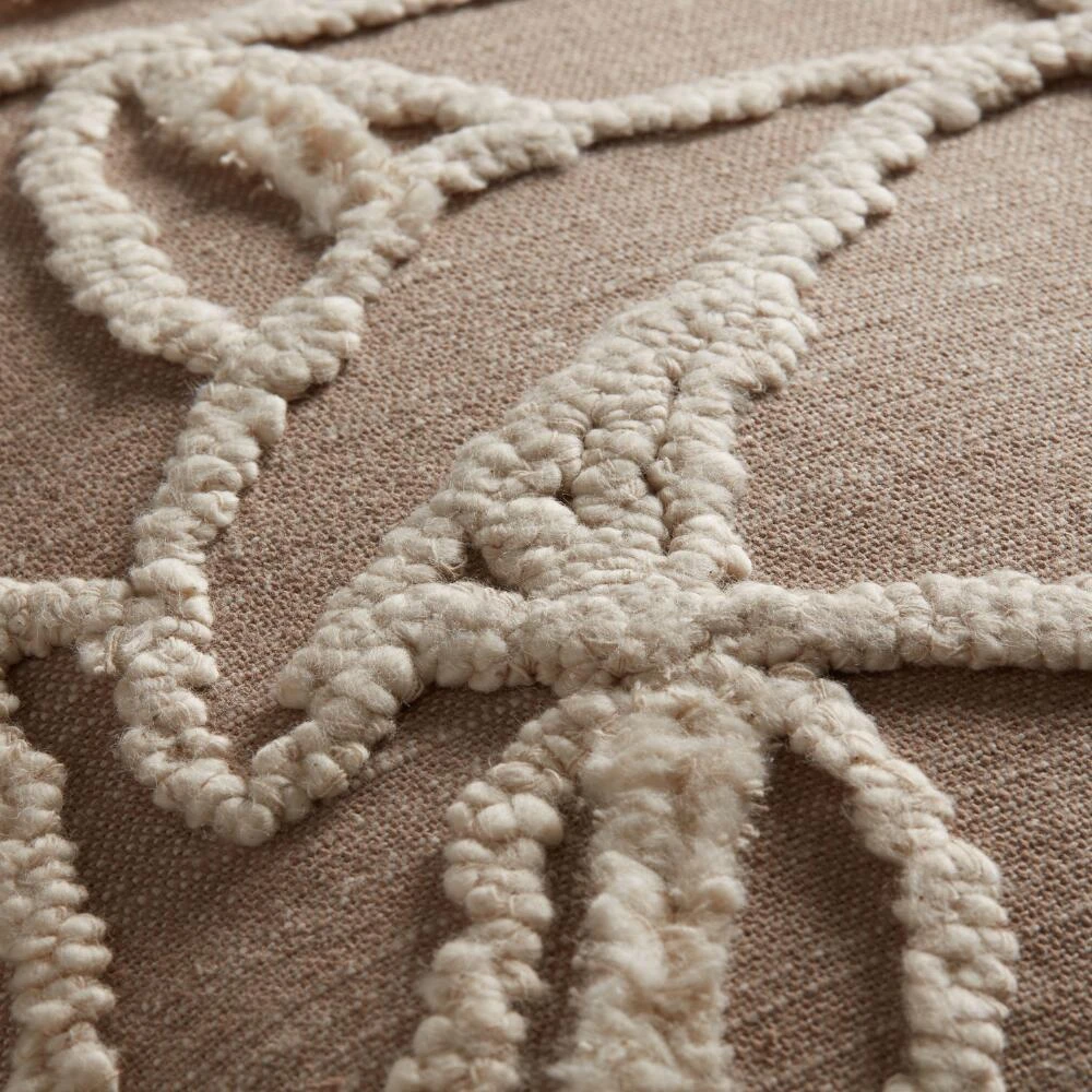 World Market Natural Embroidered Leaf Throw Pillow - Image 3