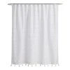 World Market Ellie White And Ivory Embroidered Pom Pom Shower Curtain