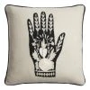 World Market Mano Ivory and Black Embroidered Indoor Outdoor Throw Pillow