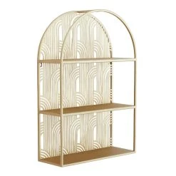 World Market Arched Gold Art Deco 3 Tier Wall Shelf