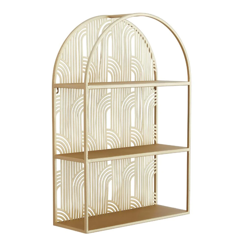 World Market Arched Gold Art Deco 3 Tier Wall Shelf