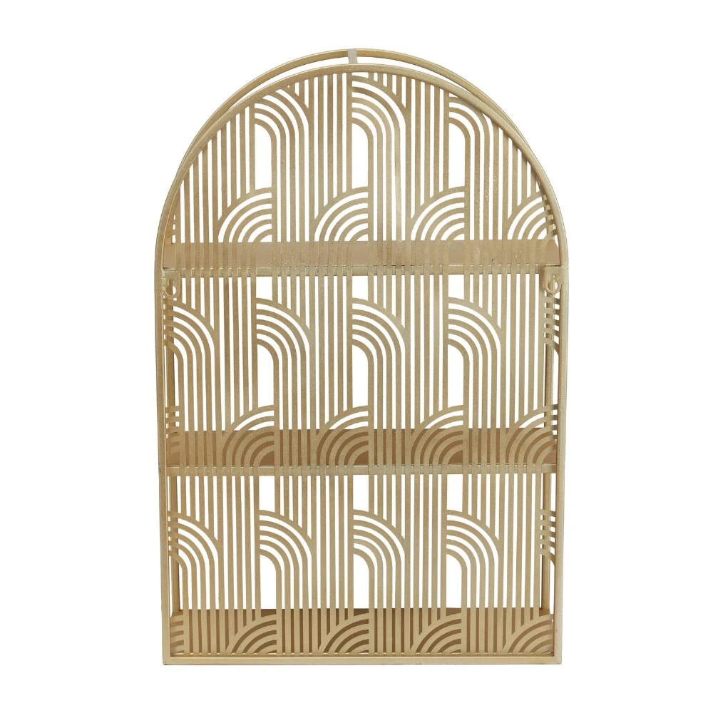 World Market Arched Gold Art Deco 3 Tier Wall Shelf - Image 3