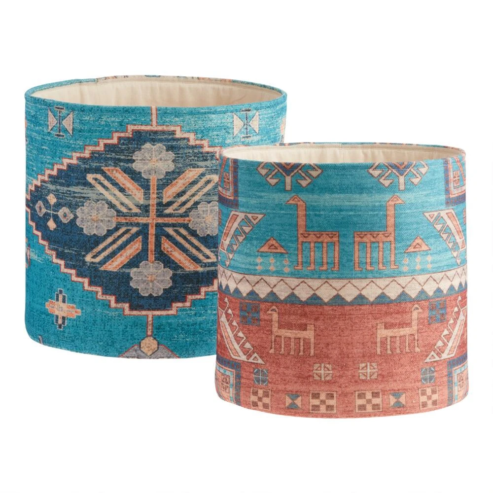 World Market Maeve Blue and Orange Recycled Fabric Basket