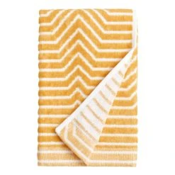 World Market Allura Mustard And White Sculpted Geo Hand Towel