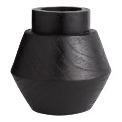 World Market CRAFT Black Hand Carved Wood Zephanya Vase