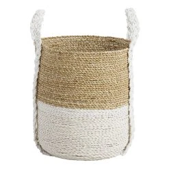 World Market Bianca Two Tone Seagrass Tote Basket