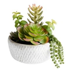 World Market Faux Succulent Arrangement in Gray and White Cement Pot