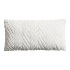 World Market Ivory Faux Fur Chevron Lumbar Pillow