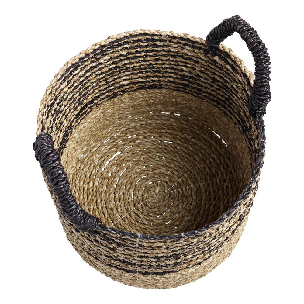 World Market Calista Small Black And Natural Seagrass Tote Basket - Image 2