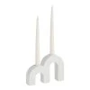 World Market White Ceramic Double Arch Taper Candle Holder