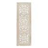 World Market Distressed Mango Wood Carved Floral Panel Wall Decor