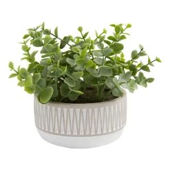 World Market Faux Eucalyptus Plant in Geo Pot