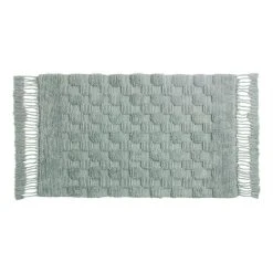 World Market Chinois Green Woven Dot Tassel Bath Mat
