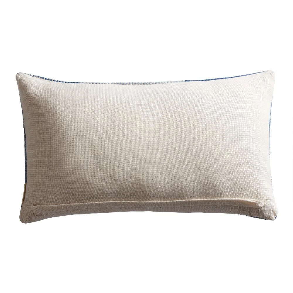 World Market Blue Patchwork Indoor Outdoor Lumbar Pillow - Image 2