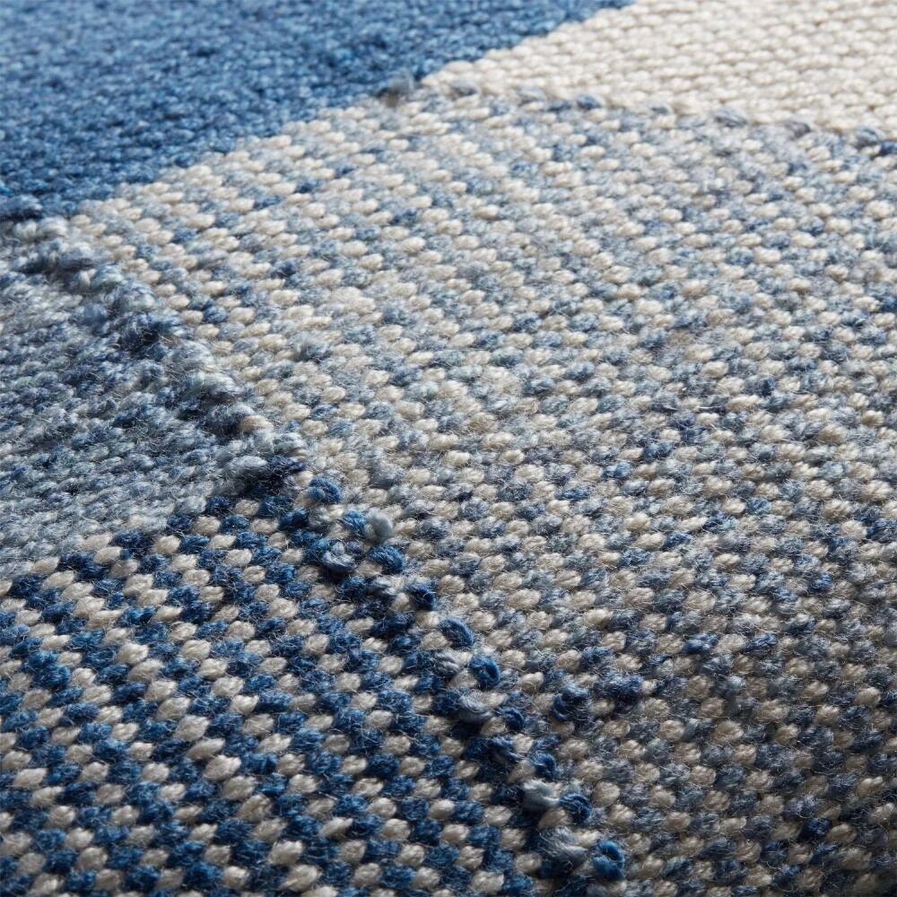 World Market Blue Patchwork Indoor Outdoor Lumbar Pillow - Image 3