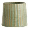 World Market Green Glazed Ceramic Tapered Ribbed Planter