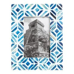 World Market Blue and White Deco Tile Bone Frame
